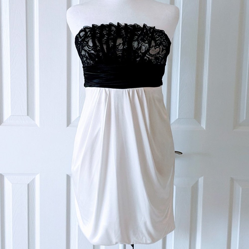 CITY TRIANGLES Women's Strapless Cocktail Dress  Size S  Black White NWOT